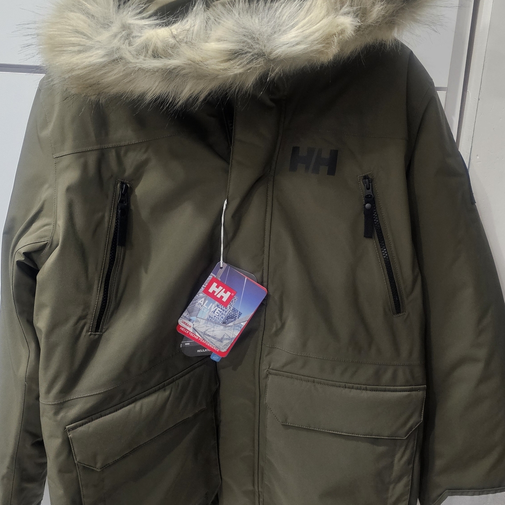 Helly Hansen Olive Green Parka with Fur Hood